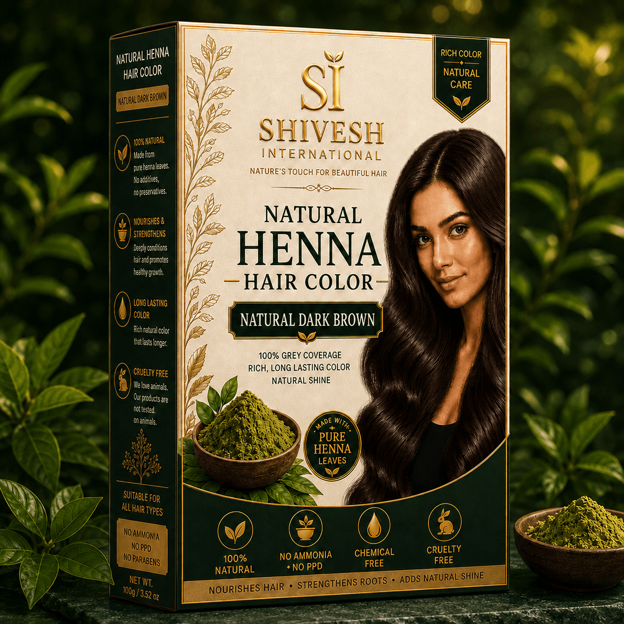 Natural Dark Brown Henna Hair Color