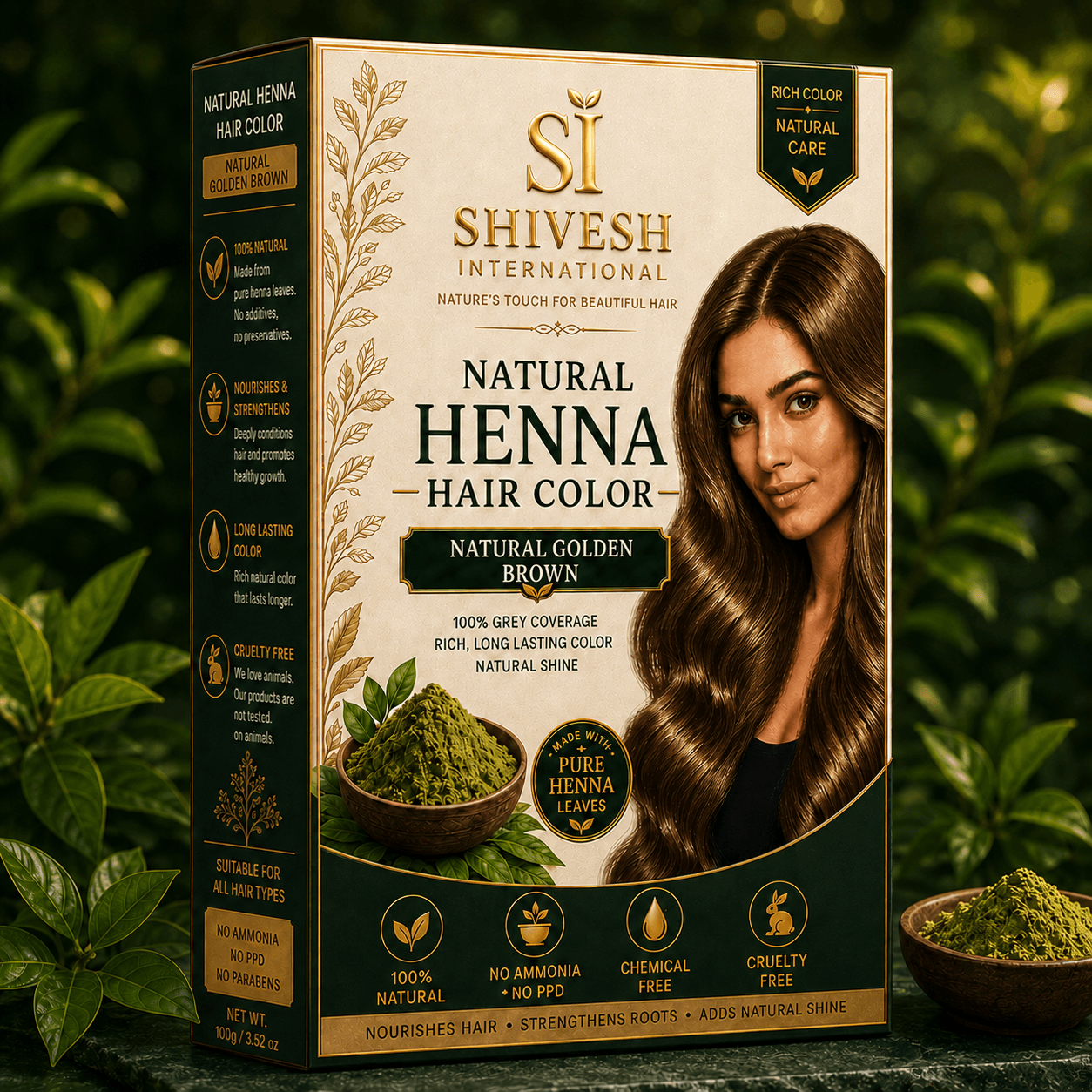 Natural Golden Brown Henna Hair Color