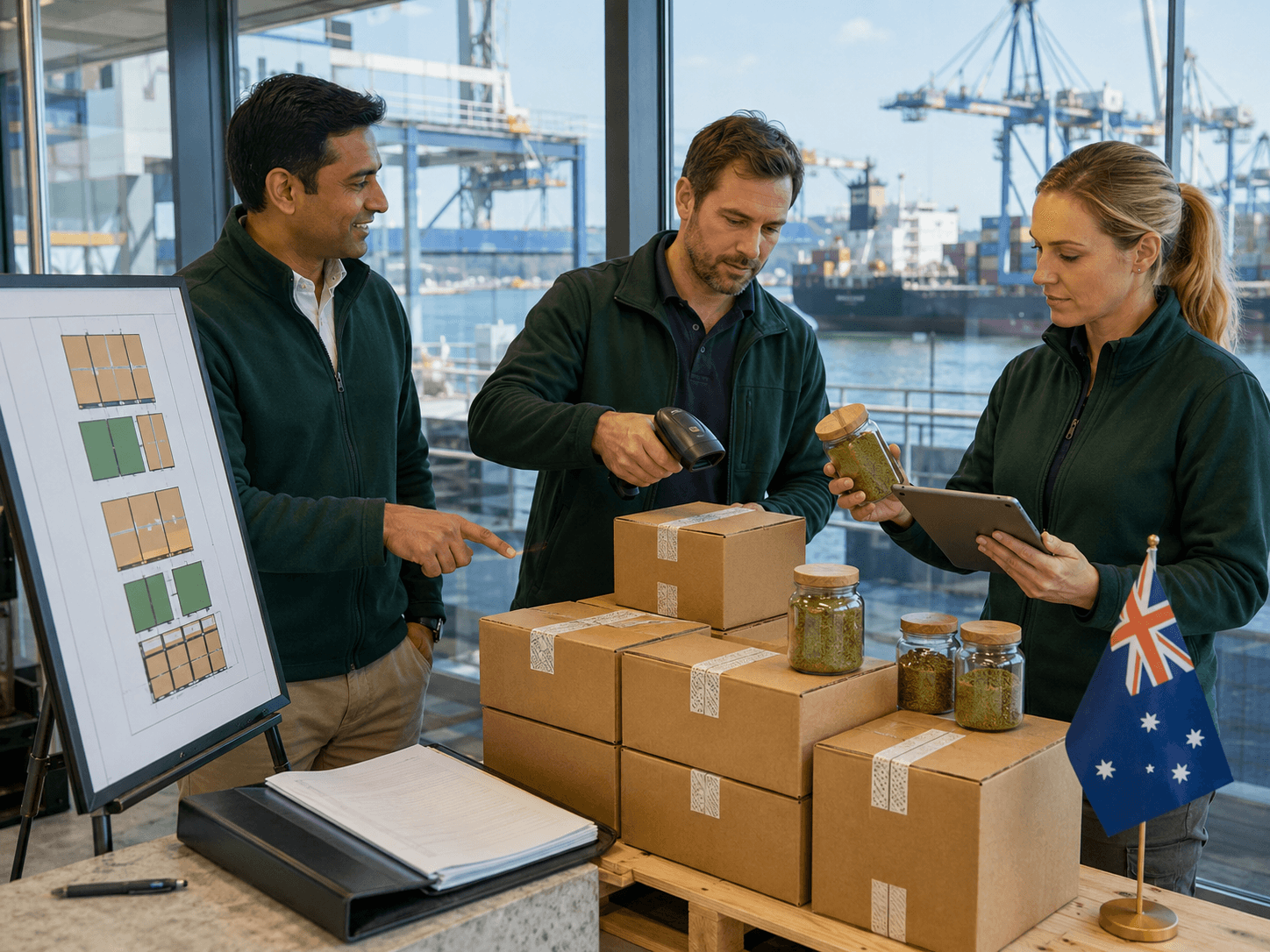 India-to-Australia shipment arrival, packing and receiving-quality coordination at Port Botany