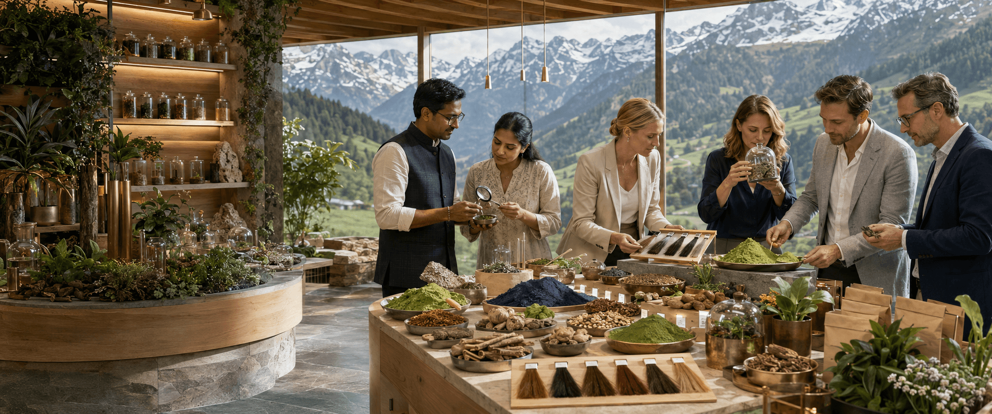 Austrian buyers reviewing Indian henna, indigo, herbs and spices for export supply