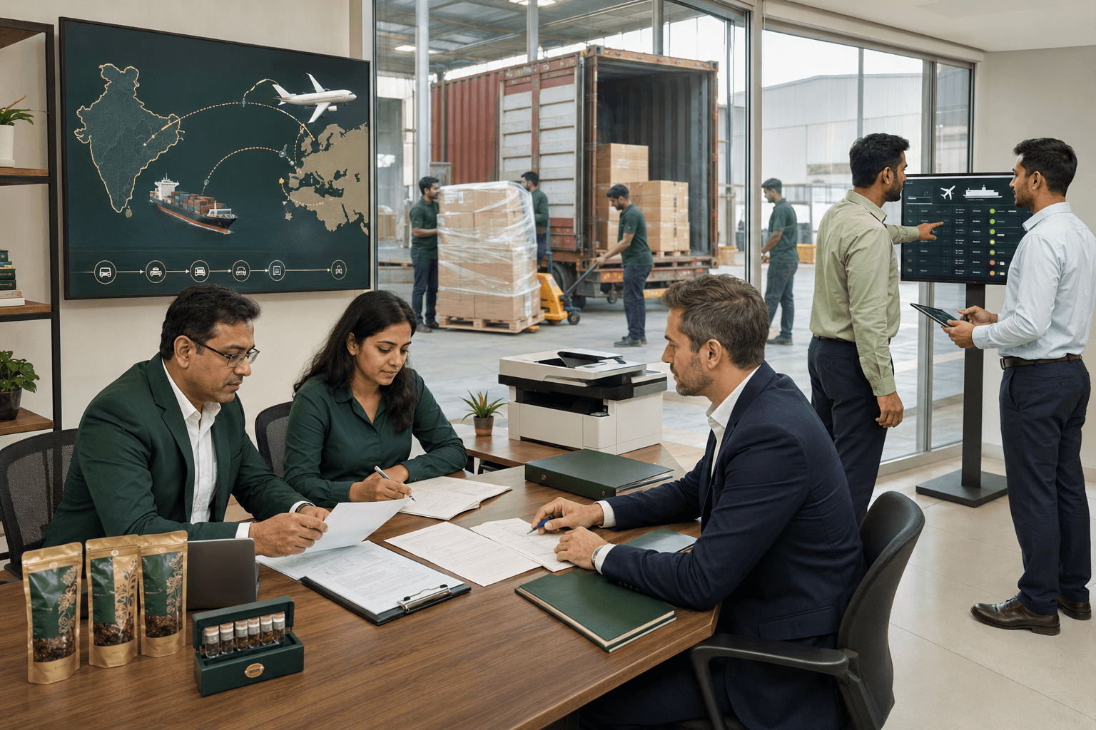 India-to-Europe export documentation, freight coordination and container dispatch support