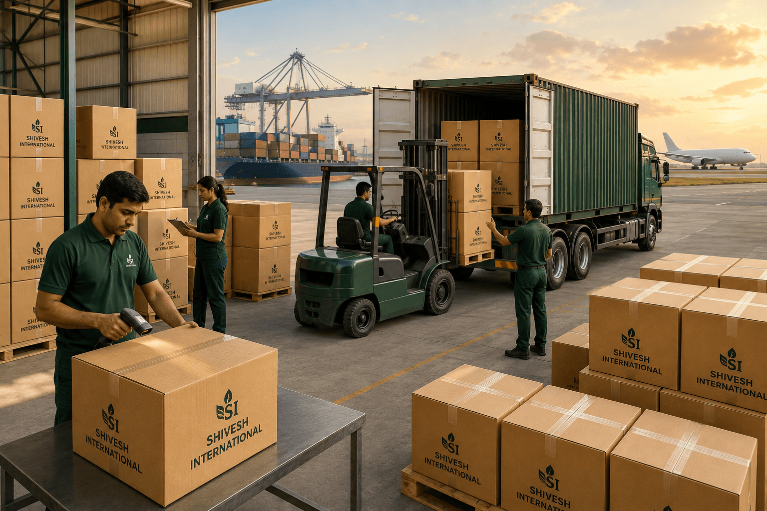Shivesh International export cartons being coordinated for international shipment