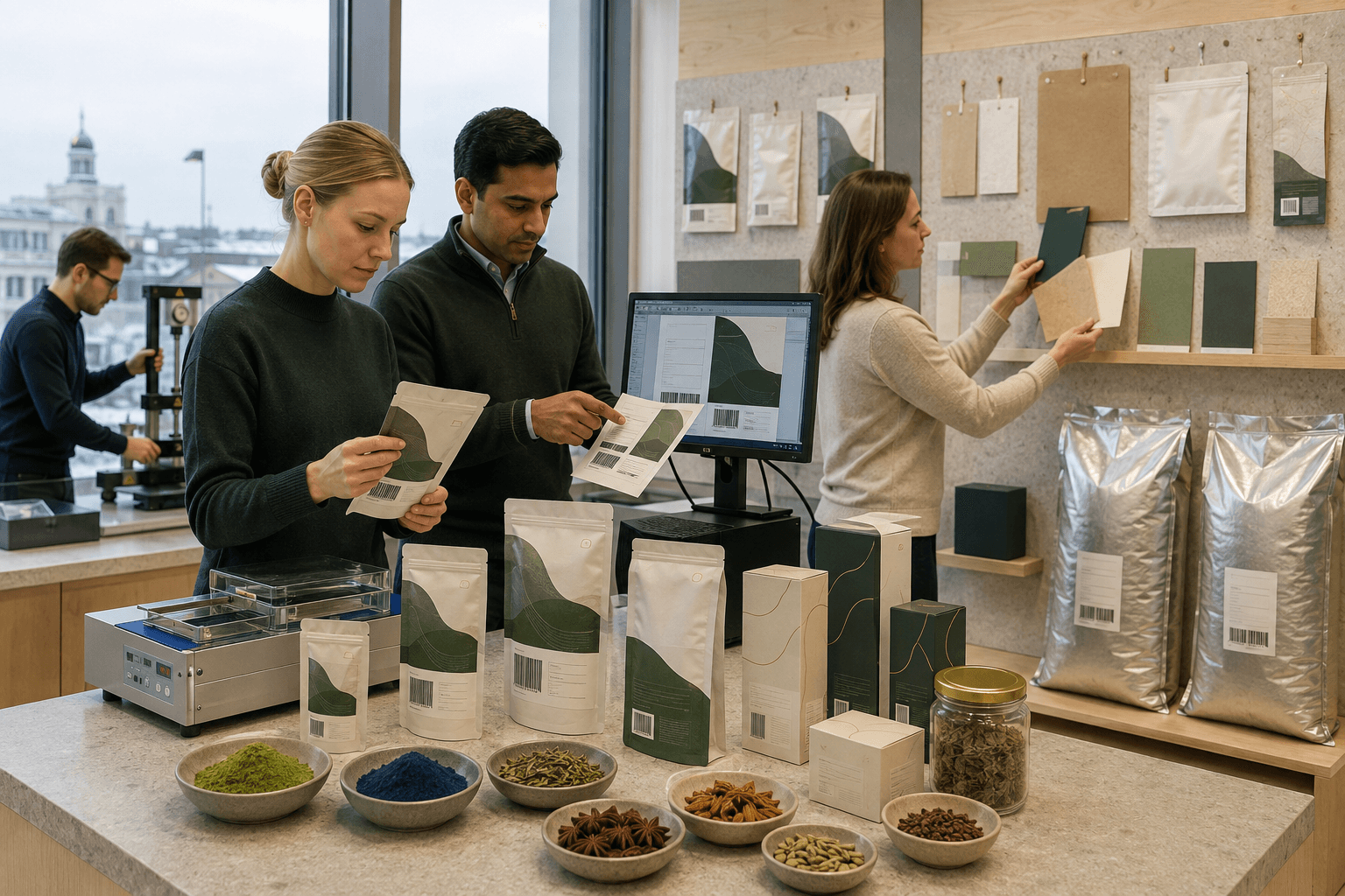 Finnish packaging specialists reviewing private-label formats for Indian natural products