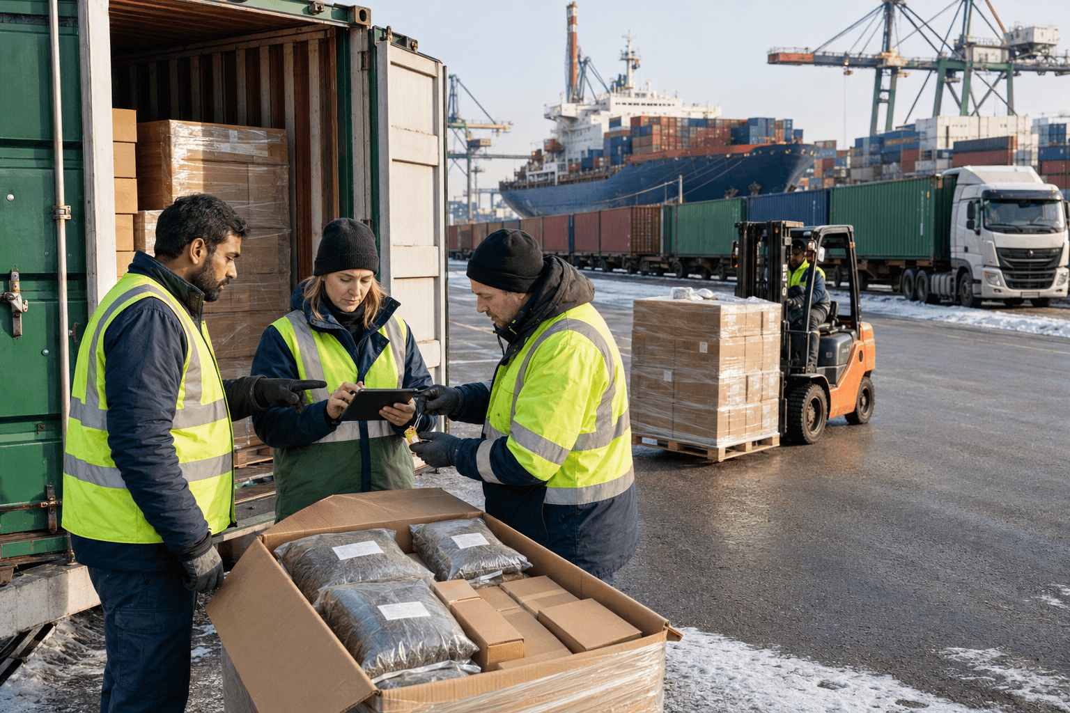 India-to-Poland shipment coordination with Baltic port, road and rail distribution context