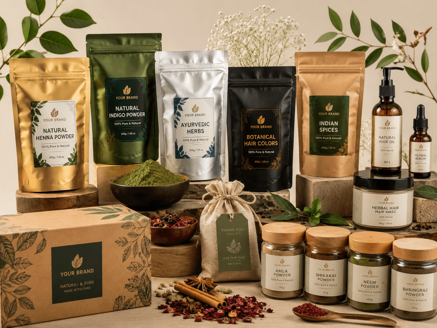 Private-label henna and indigo packaging planning for Russian professional buyers