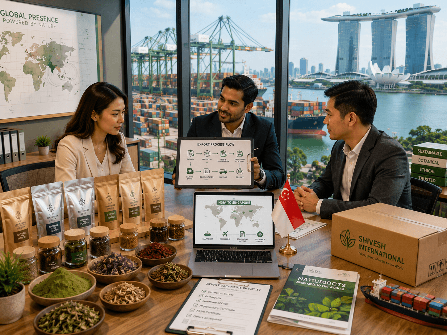 India-to-Singapore natural-product shipment and document coordination