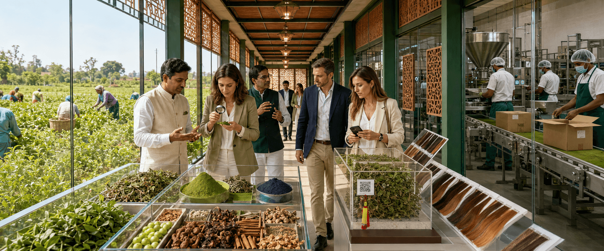 Spanish buyers reviewing Indian henna, indigo, herbs and spices supply for export from India