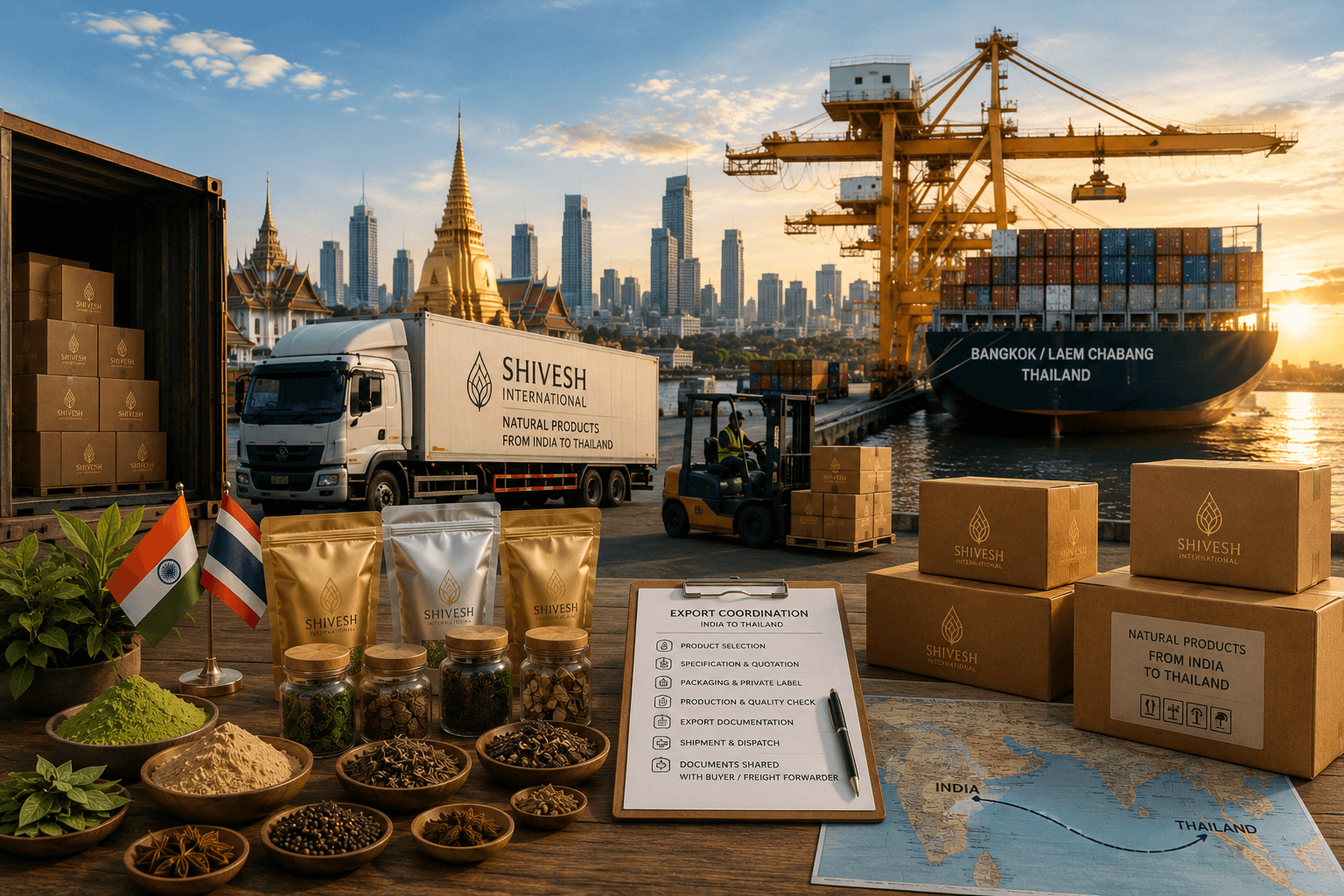 India-to-Thailand export coordination for natural products and private-label shipments