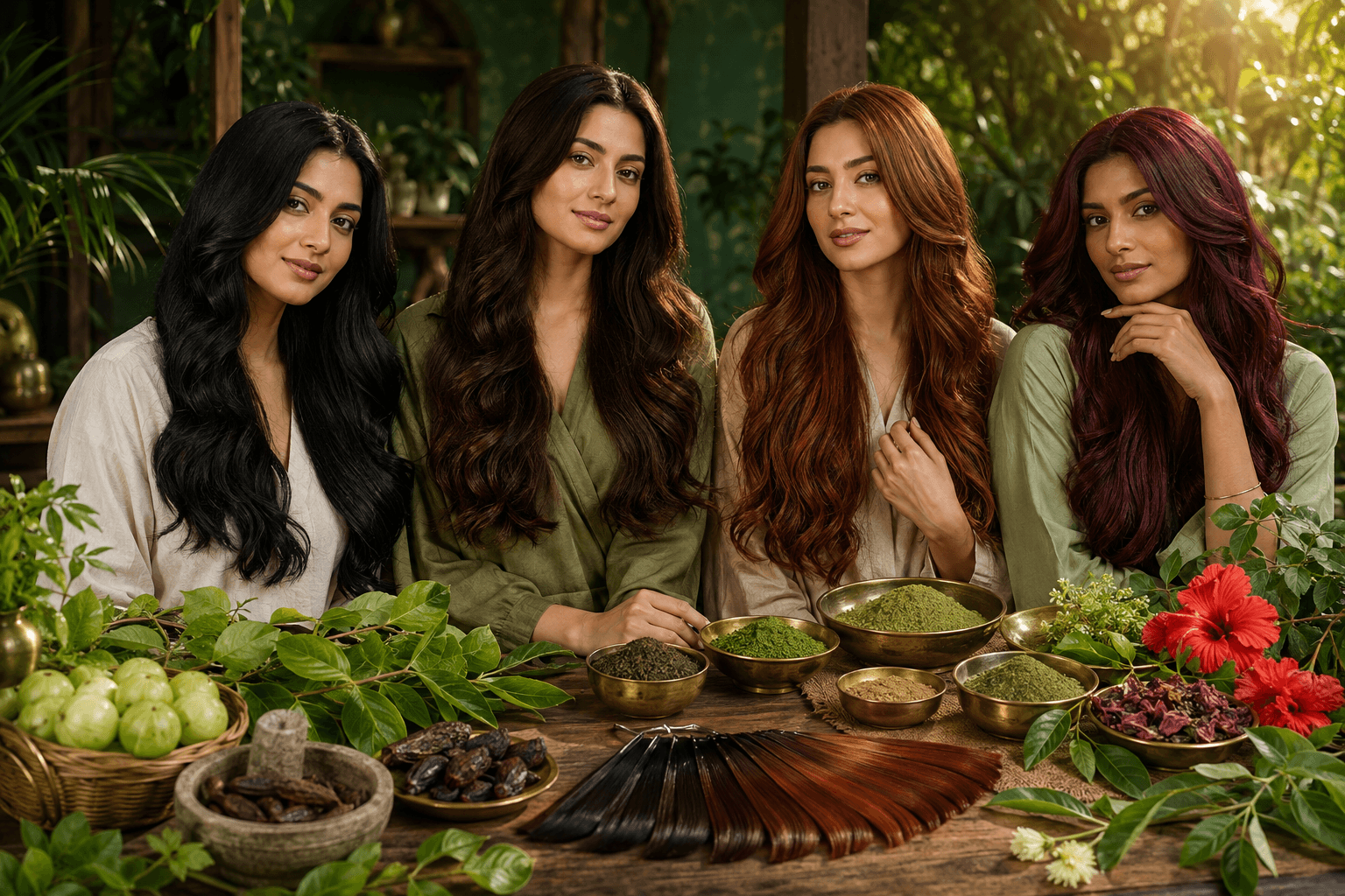 Natural Henna Hair Colors collection with 17 powder shades plus one hair treatment