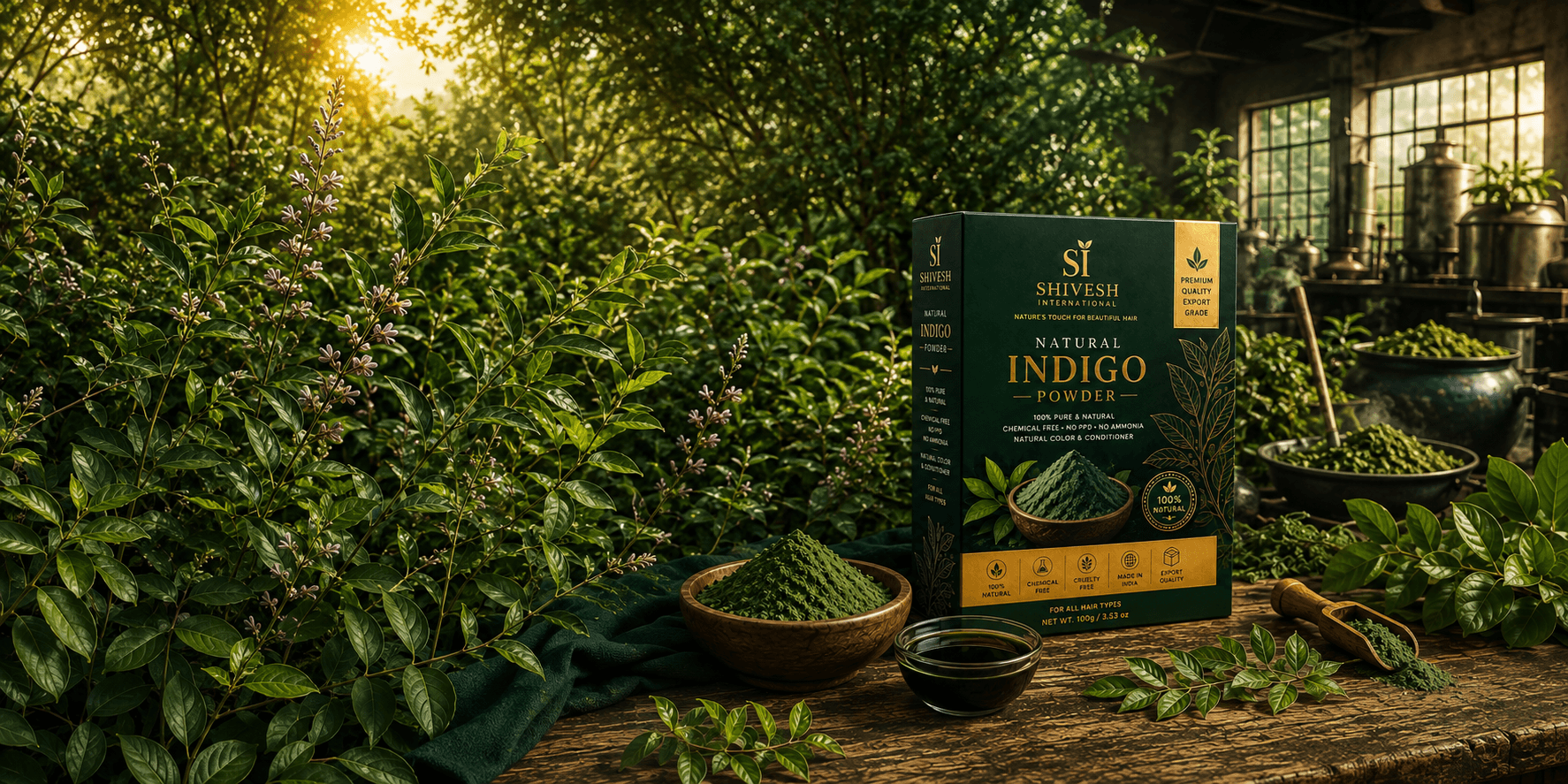 Premium export-grade natural indigo powder
